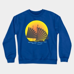 Sailing Boat Under Moon Light Crewneck Sweatshirt